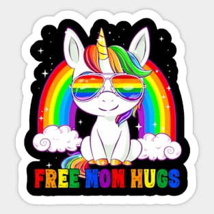 Free Mom Hugs LGBT Mom Mama Unicorn Sticker